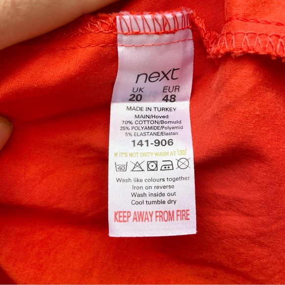 Next Women's Shirt UK 20 Bright Orange Stretch Button Back Roll Tab Sleeves Plus - Picture 5 of 7